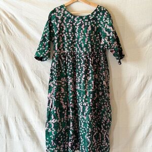 Green and Pink Speckle Midi Dress